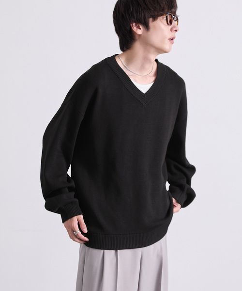 EMMA CLOTHES(エマクローズ)の「ミラノリブVネックニット〈ウォッシャブル〉(ニット/セーター・メンズ・グレー/ブラック/レッド/オフホワイト/グリーン/ブラウン・S/L/M)」の12枚目の写真