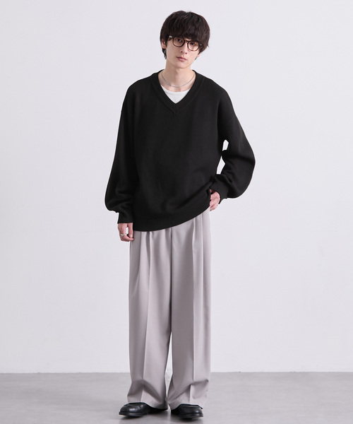 EMMA CLOTHES(エマクローズ)の「ミラノリブVネックニット〈ウォッシャブル〉(ニット/セーター・メンズ・グレー/ブラック/レッド/オフホワイト/グリーン/ブラウン・S/L/M)」の16枚目の写真
