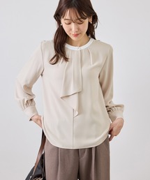 【WEB限定サイズ】配色アソート ボウタイ ブラウス 通勤 お仕事