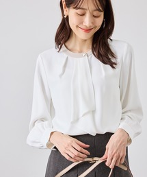 【WEB限定サイズ】配色アソート ボウタイ ブラウス 通勤 お仕事
