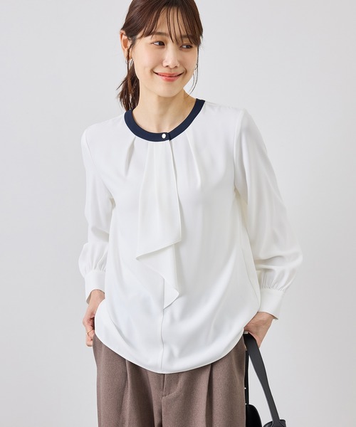 ROPE' PICNIC(ロペピクニック)の「【WEB限定サイズ】配色アソート ボウタイ ブラウス 通勤 お仕事(シャツ/ブラウス・レディース・サックスブルー/ベージュ/チャコールグレー/ホワイト系その他/ホワイト系その他4/ホワイト系その他2・S/L/M)」の14枚目の写真