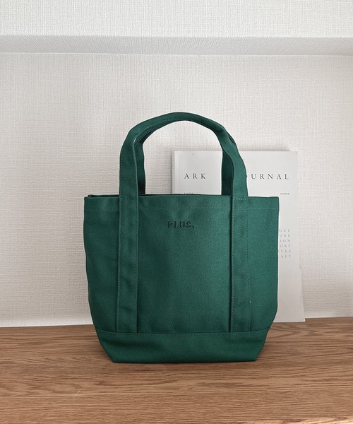 AS KNOW AS plus(アズノゥアズプラス)の「PLUS. ロゴ刺繍キャンバストートバッグS 【UNISEX ITEM】(トートバッグ・レディース・ブラウン/ピンク/グリーン/アイボリー・FREE)」の3枚目の写真