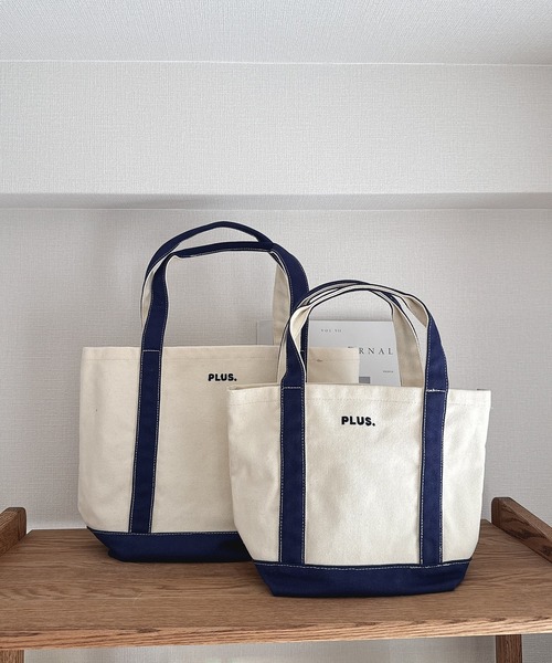 AS KNOW AS plus(アズノゥアズプラス)の「PLUS. ロゴ刺繍キャンバストートバッグS 【UNISEX ITEM】(トートバッグ・レディース・ブラウン/ピンク/グリーン/アイボリー・FREE)」の2枚目の写真