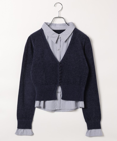 PAGEBOY(ページボーイ)の「シャツドッキングチビモールカーディガン(カーディガン/ボレロ・レディース・ネイビー/ブラック・FREE)」の7枚目の写真