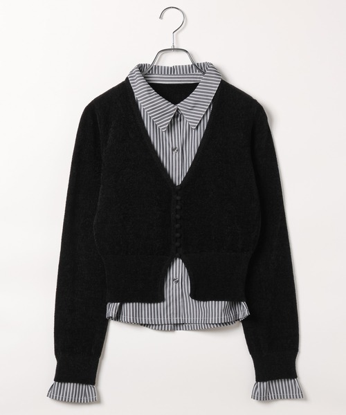 PAGEBOY(ページボーイ)の「シャツドッキングチビモールカーディガン(カーディガン/ボレロ・レディース・ネイビー/ブラック・FREE)」の10枚目の写真