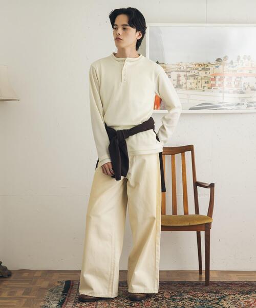 SENSE OF PLACE by URBAN RESEARCH(センスオブプレイスバイアーバンリサーチ)の「フェイクレイヤードヘンリーネックロングTシャツ(Tシャツ/カットソー・メンズ・グレー/ブラック/アイボリー・MEDIUM/LARGE)」の11枚目の写真
