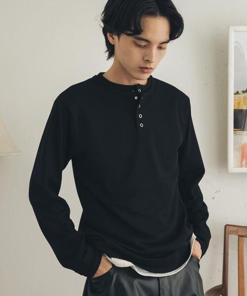 SENSE OF PLACE by URBAN RESEARCH(センスオブプレイスバイアーバンリサーチ)の「フェイクレイヤードヘンリーネックロングTシャツ(Tシャツ/カットソー・メンズ・グレー/ブラック/アイボリー・MEDIUM/LARGE)」の16枚目の写真