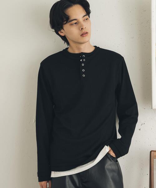 SENSE OF PLACE by URBAN RESEARCH(センスオブプレイスバイアーバンリサーチ)の「フェイクレイヤードヘンリーネックロングTシャツ(Tシャツ/カットソー・メンズ・グレー/ブラック/アイボリー・MEDIUM/LARGE)」の17枚目の写真