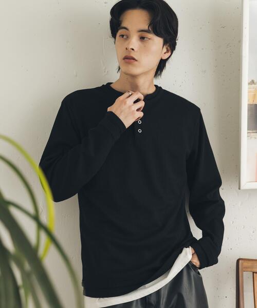 SENSE OF PLACE by URBAN RESEARCH(センスオブプレイスバイアーバンリサーチ)の「フェイクレイヤードヘンリーネックロングTシャツ(Tシャツ/カットソー・メンズ・グレー/ブラック/アイボリー・MEDIUM/LARGE)」の18枚目の写真