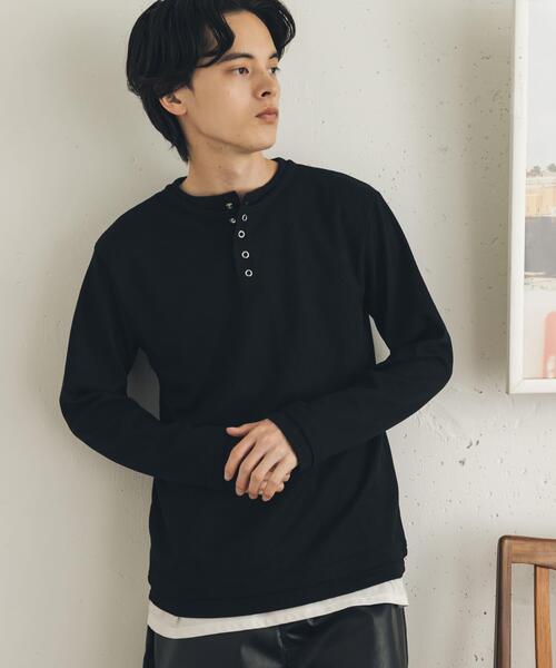 SENSE OF PLACE by URBAN RESEARCH(センスオブプレイスバイアーバンリサーチ)の「フェイクレイヤードヘンリーネックロングTシャツ(Tシャツ/カットソー・メンズ・グレー/ブラック/アイボリー・MEDIUM/LARGE)」の19枚目の写真