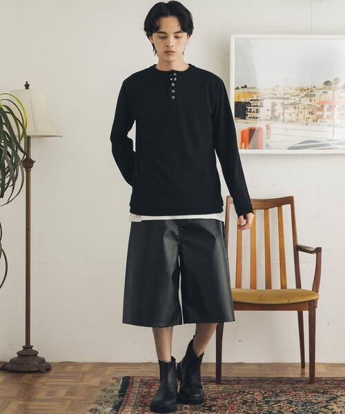 SENSE OF PLACE by URBAN RESEARCH(センスオブプレイスバイアーバンリサーチ)の「フェイクレイヤードヘンリーネックロングTシャツ(Tシャツ/カットソー・メンズ・グレー/ブラック/アイボリー・MEDIUM/LARGE)」の20枚目の写真