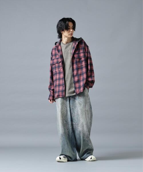 DANKE SCHON(ダンケシェーン)の「DankeSchon/ダンケシェーン/CUTOFF SWEATHOOD CHECK SHIRTS(シャツ/ブラウス・メンズ・ブルー/ピンク/カーキ/ホワイト・M/L)」の20枚目の写真