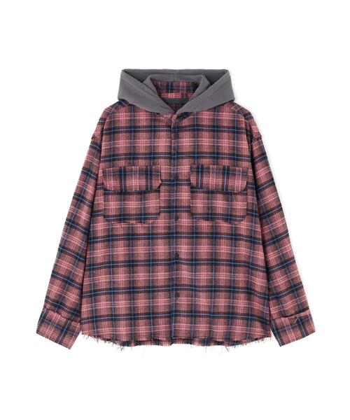 DANKE SCHON(ダンケシェーン)の「DankeSchon/ダンケシェーン/CUTOFF SWEATHOOD CHECK SHIRTS(シャツ/ブラウス・メンズ・ブルー/ピンク/カーキ/ホワイト・M/L)」の19枚目の写真