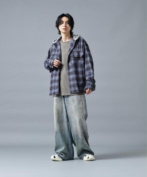 DANKE SCHON(ダンケシェーン)の「DankeSchon/ダンケシェーン/CUTOFF SWEATHOOD CHECK SHIRTS(シャツ/ブラウス・メンズ・ブルー/ピンク/カーキ/ホワイト・M/L)」の13枚目の写真