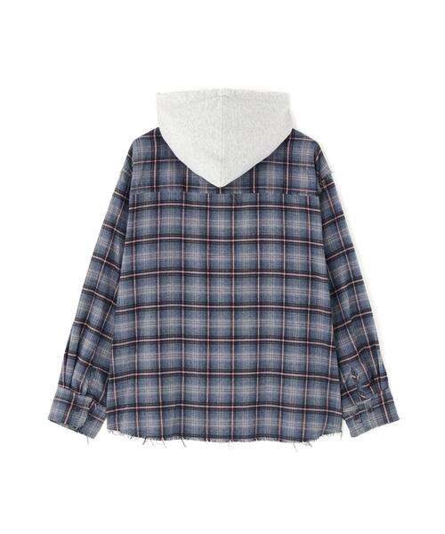 DANKE SCHON(ダンケシェーン)の「DankeSchon/ダンケシェーン/CUTOFF SWEATHOOD CHECK SHIRTS(シャツ/ブラウス・メンズ・ブルー/ピンク/カーキ/ホワイト・M/L)」の11枚目の写真
