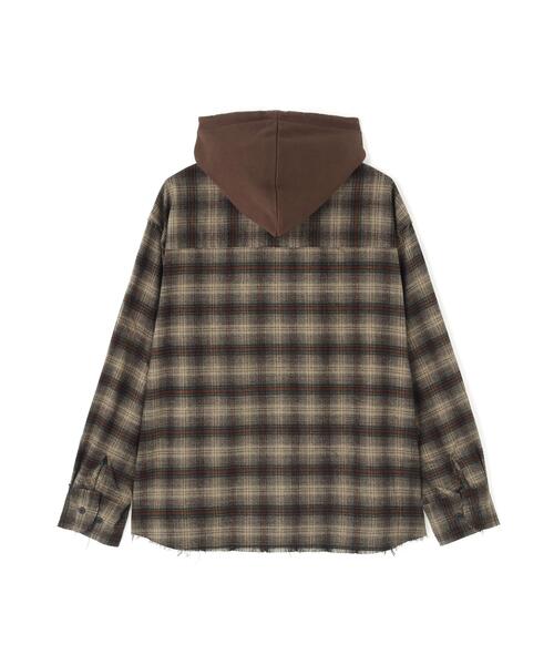 DANKE SCHON(ダンケシェーン)の「DankeSchon/ダンケシェーン/CUTOFF SWEATHOOD CHECK SHIRTS(シャツ/ブラウス・メンズ・ブルー/ピンク/カーキ/ホワイト・M/L)」の6枚目の写真