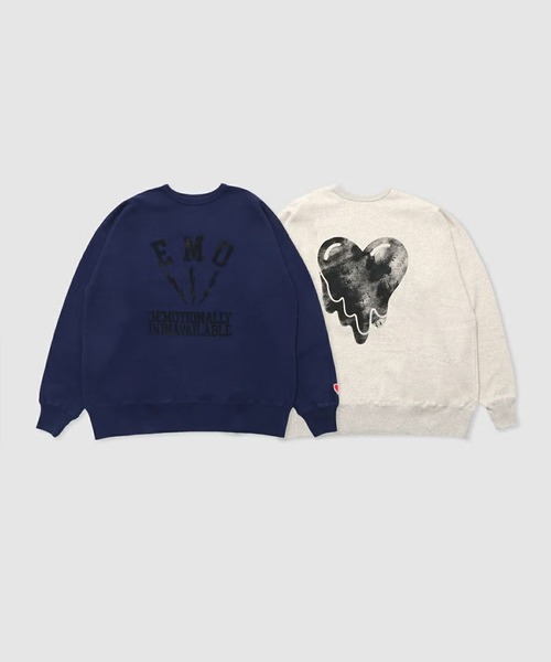 EMOTIONALLY UNAVAILABLE(エモーショナリー アンアベイラブル)の「EMOTIONALLY UNAVAILABLE EU THUNDER CREW(スウェット・メンズ・アイボリー/ネイビー・M)」の3枚目の写真