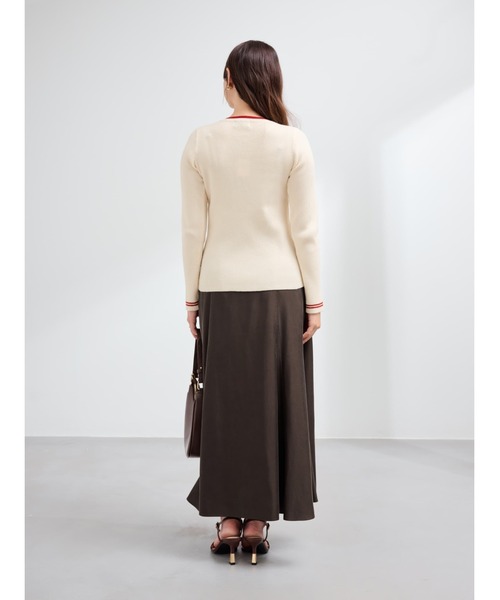 COHINA（コヒナ）の「【CONVERSE別注】コンビカラーヘンリーネックニット 【低身長・小柄女性】（ニット/セーター・レディース・グレイッシュベージュ/ボルドー/ホワイト×レッド・ONE SIZE）」の10枚目の写真