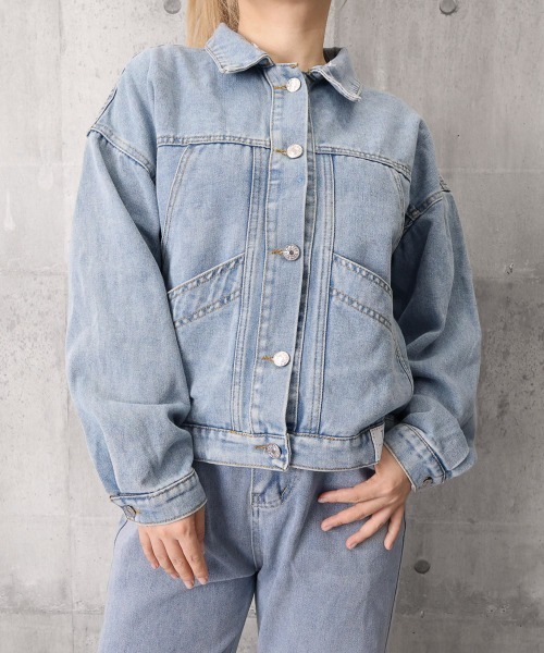 Miniministore（ミニミニストア）の「フード付きデニムジャケット韓国風アウター（デニムジャケット・レディース・サックスブルー・M/XL/L）」の16枚目の写真