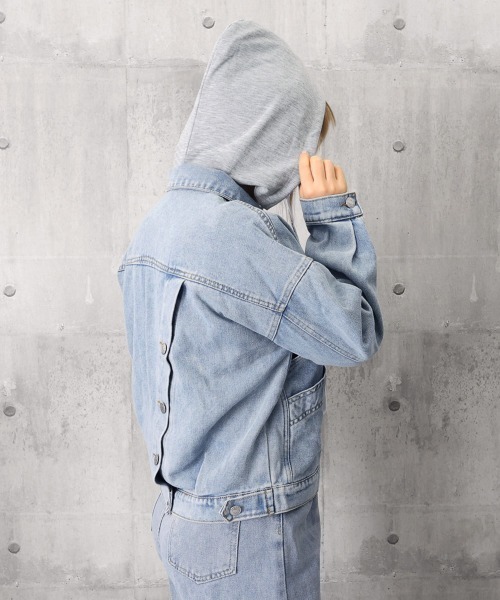 Miniministore（ミニミニストア）の「フード付きデニムジャケット韓国風アウター（デニムジャケット・レディース・サックスブルー・M/XL/L）」の18枚目の写真