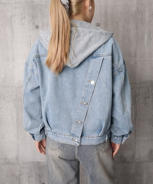 Miniministore（ミニミニストア）の「フード付きデニムジャケット韓国風アウター（デニムジャケット・レディース・サックスブルー・M/XL/L）」の19枚目の写真