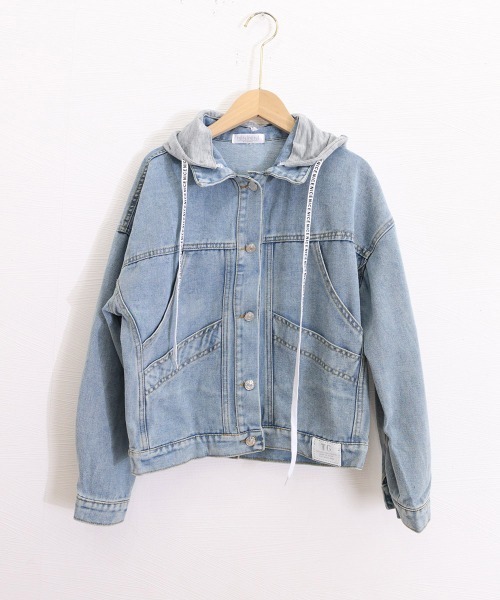 Miniministore（ミニミニストア）の「フード付きデニムジャケット韓国風アウター（デニムジャケット・レディース・サックスブルー・M/XL/L）」の20枚目の写真