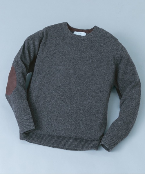 URBAN RESEARCH ROSSO MEN(アーバンリサーチロッソメン)の「『XLサイズあり』ハミルトンラムズウールエルボーパッチニット(ニット/セーター・メンズ・ベージュ/ブラウン/ネイビー/ブラック/ベージュ系その他/ミント/チャコールグレー・MEDIUM/LARGE/X-LARGE/SMALL)」の3枚目の写真