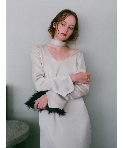 ILANIS(イラニス)の「Essential Satin Dress(ワンピース・レディース・アイボリー/ブラック・FREE)」の7枚目の写真