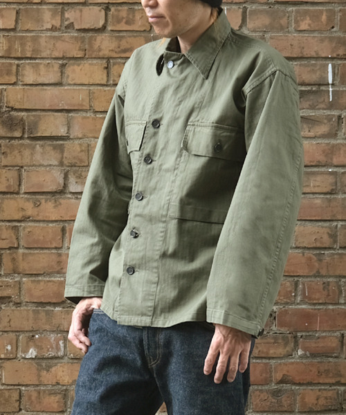 YMCLKY(ワイエムシーエルケーワイ)の「米軍タイプ M-43 HBTジャケット YMCLKY. #JJ316YN(ミリタリージャケット・メンズ・オフホワイト/オリーブ・LARGE/MEDIUM)」の4枚目の写真