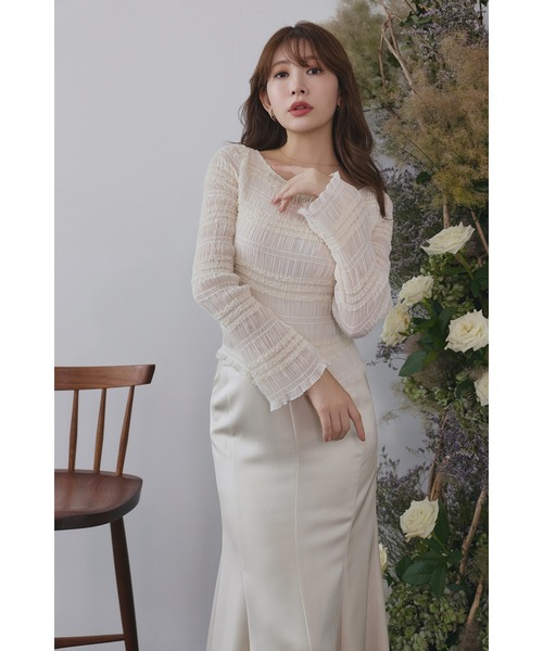 Her lip to(ハーリップトゥー)の「Rosine Shirring Top(その他トップス・レディース・ブラック/ホワイト系・S/M)」の3枚目の写真