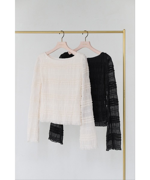 Her lip to(ハーリップトゥー)の「Rosine Shirring Top(その他トップス・レディース・ブラック/ホワイト系・S/M)」の6枚目の写真