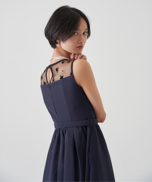 My shawty(マイシャウティー)の「star tule flare onepiece(ドレス・レディース・ブラック/ネイビー・LARGE/MEDIUM/SMALL)」の2枚目の写真