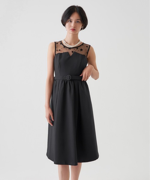 My shawty(マイシャウティー)の「star tule flare onepiece(ドレス・レディース・ブラック/ネイビー・LARGE/MEDIUM/SMALL)」の1枚目の写真