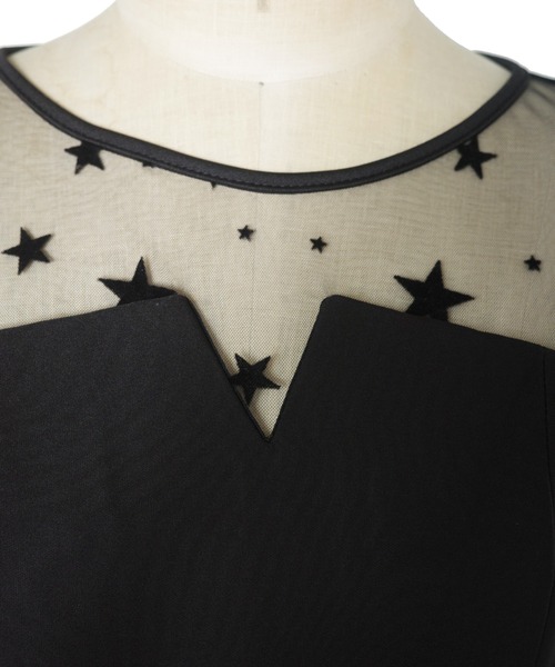 My shawty(マイシャウティー)の「star tule flare onepiece(ドレス・レディース・ブラック/ネイビー・LARGE/MEDIUM/SMALL)」の11枚目の写真