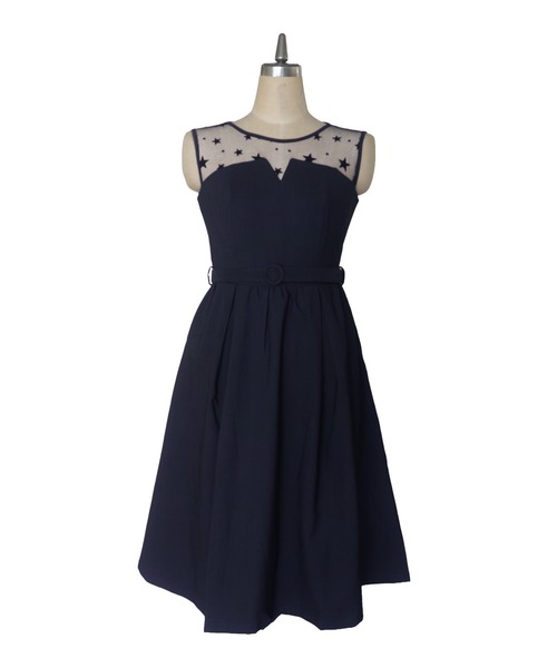 My shawty(マイシャウティー)の「star tule flare onepiece(ドレス・レディース・ブラック/ネイビー・LARGE/MEDIUM/SMALL)」の9枚目の写真