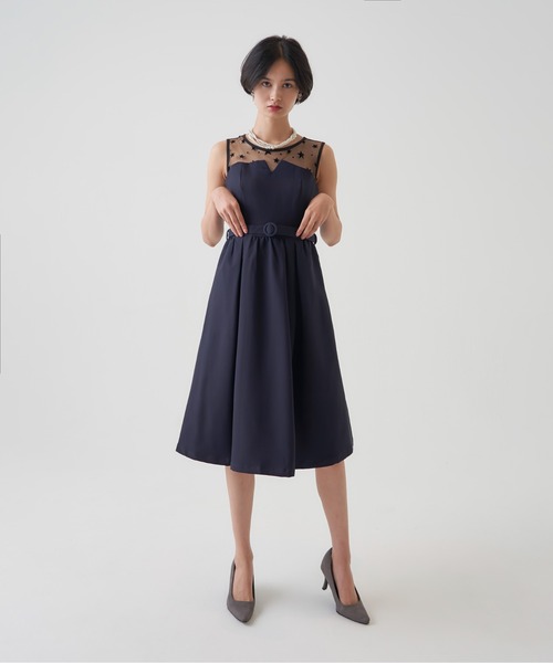 My shawty(マイシャウティー)の「star tule flare onepiece(ドレス・レディース・ブラック/ネイビー・LARGE/MEDIUM/SMALL)」の5枚目の写真
