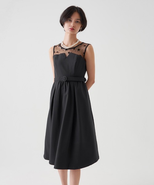 My shawty(マイシャウティー)の「star tule flare onepiece(ドレス・レディース・ブラック/ネイビー・LARGE/MEDIUM/SMALL)」の4枚目の写真