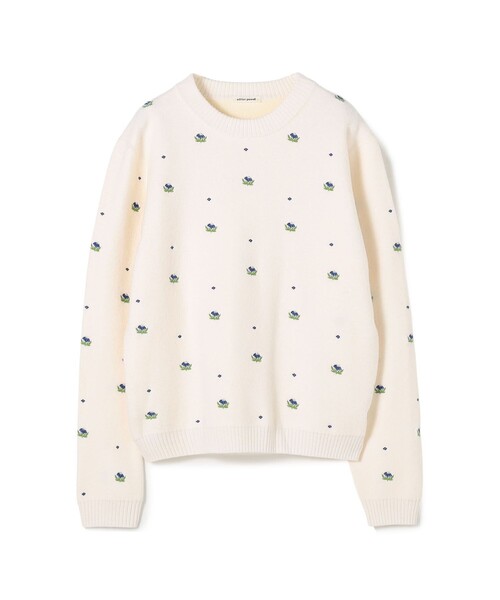 edition pourell(エディションプレル)の「edition pourell フルールニット プルオーバー(ニット/セーター・レディース・ネイビー/ホワイト系その他・36/34)」の2枚目の写真