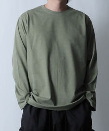 JUSTHANG（ジャストハング）の「PIGMENT ウォッシュ オーバーサイズ ロングスリーブ [MOTH グリーン]（Tシャツ/カットソー）」