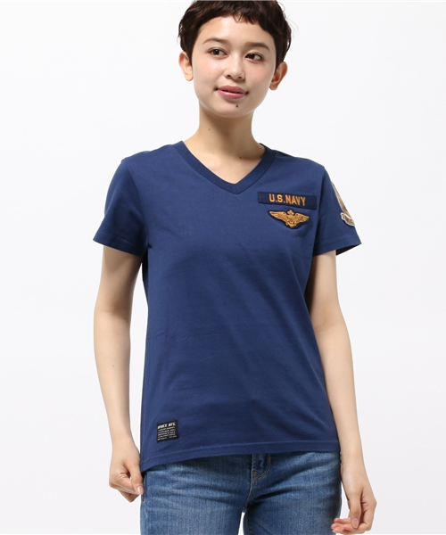 Avirex アヴィレックス の Avirex アヴィレックス L S S V Neck T Shirt Blue Angels ブイネック ティーブルーエンジェル Tシャツ カットソー Wear