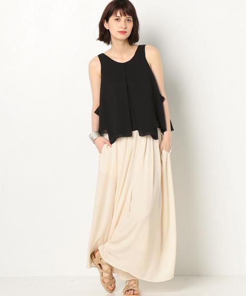 Another Edition(アナザーエディション)の「ドレープタンクトップ/AEMBC ドレープ TANK TOP◆(Tシャツ/カットソー・レディース・オフホワイト/ブラック・FREE)」の6枚目の写真