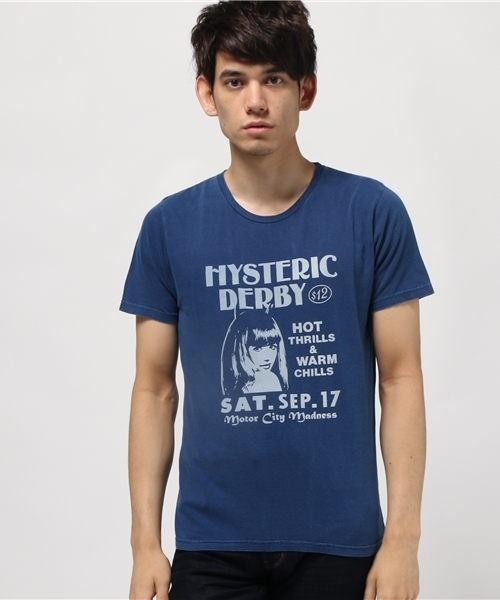 HYSTERIC GLAMOUR（ヒステリックグラマー）の「HYS DERBY pt T-SH（Tシャツ/カットソー・メンズ・ホワイト/インディゴブルー/トップグレー・X-LARGE/LARGE/MEDIUM/SMALL）」の3枚目の写真