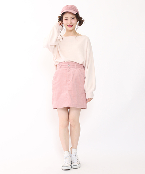 one after another NICE CLAUP（ワンアフターアナザーナイスクラップ）の「コーデュロイタイトスカート（スカート・レディース・ピンク/キャメル/アイボリー・FREE）」の13枚目の写真