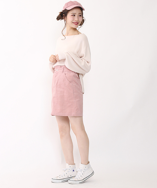 one after another NICE CLAUP（ワンアフターアナザーナイスクラップ）の「コーデュロイタイトスカート（スカート・レディース・ピンク/キャメル/アイボリー・FREE）」の14枚目の写真