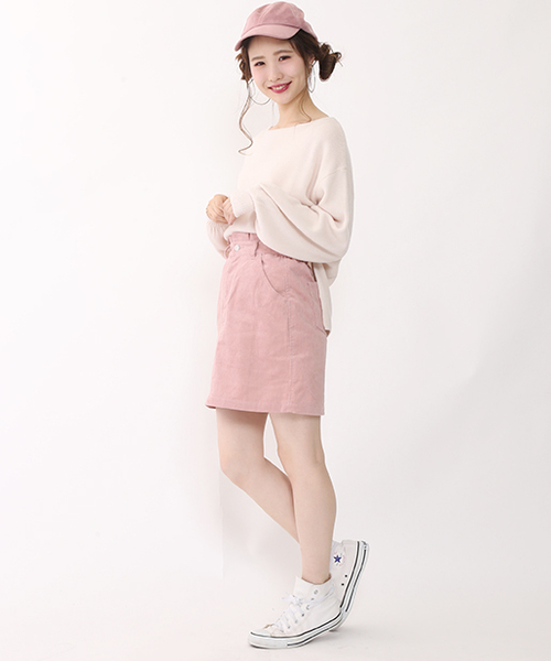 one after another NICE CLAUP（ワンアフターアナザーナイスクラップ）の「コーデュロイタイトスカート（スカート・レディース・ピンク/キャメル/アイボリー・FREE）」の15枚目の写真