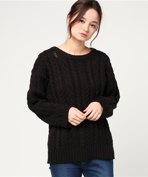 SLY（スライ）の「COTTON RELAX CABLE TOPS（ニット/セーター・レディース・ブラック/ブルー/オフホワイト・FREE）」の12枚目の写真