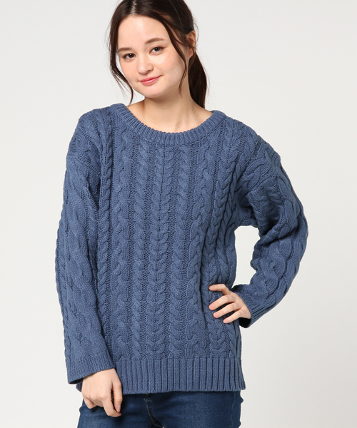 SLY（スライ）の「COTTON RELAX CABLE TOPS（ニット/セーター・レディース・ブラック/ブルー/オフホワイト・FREE）」の13枚目の写真