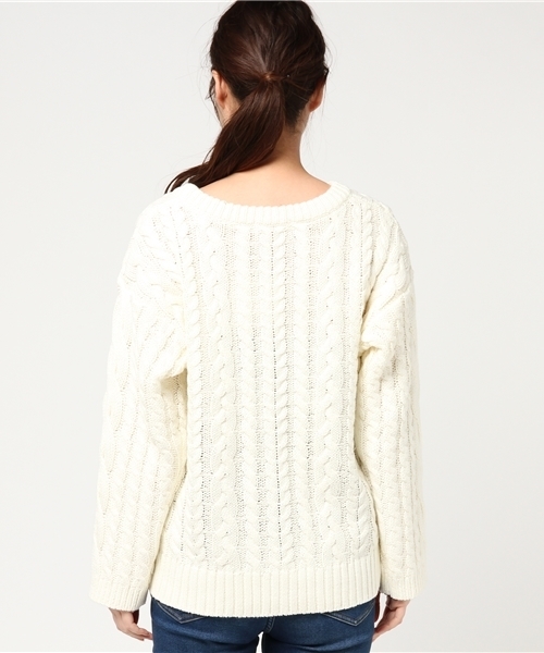 SLY（スライ）の「COTTON RELAX CABLE TOPS（ニット/セーター・レディース・ブラック/ブルー/オフホワイト・FREE）」の6枚目の写真