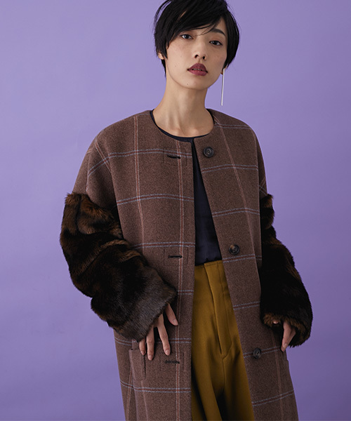 STUDIOUS HIGH（ストゥディオスハイ）の「ファースリーブノーカラー  