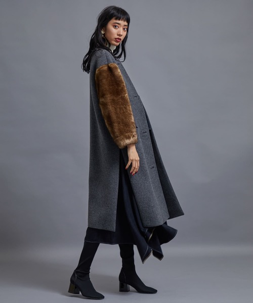 STUDIOUS HIGH（ストゥディオスハイ）の「ファースリーブノーカラー  